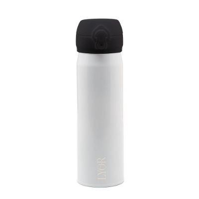 Garrafa Térmica Dupla Parede De Aço Inox Com Tampa Flip Branca 410 Ml 4684 - Lyor