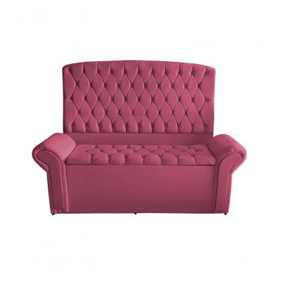 Kit De Quarto Cabeceira De Cama Box E Calçadeira Baú Dubai King 195 Cm Suede Rosa Bebê Eli Móveis E Decoração