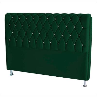 Cabeceira De Cama Box Londres Casal Queen 160 Cm Suede Botão De Strass Verde Eli Móveis E Decoração