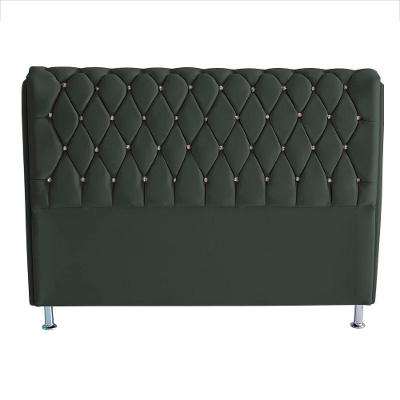 Cabeceira De Cama Box Londres Casal Queen 160 Cm Suede Botão De Strass Grafite Eli Móveis E Decoração