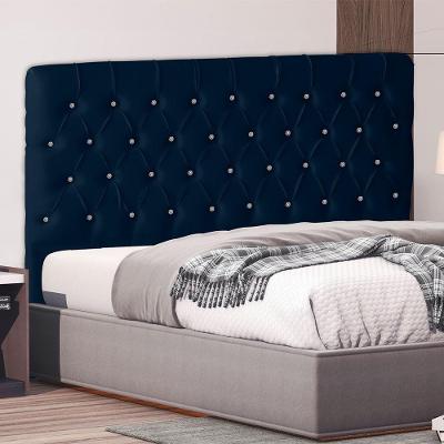 Cabeceira De Cama Box Bella Casal 140 Cm Suede Botão Cristal Azul Marinho Eli Móveis E Decoração