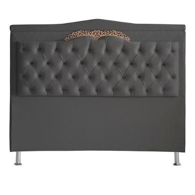 Cabeceira De Cama Box Helena King 195 Cm Capitonê Retro Botão Encapados Suede Grafite Eli Móveis