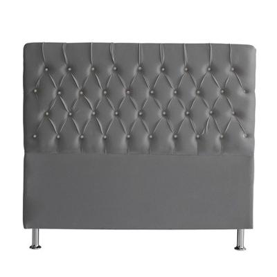 Cabeceira De Cama Box Bella Casal 140 Cm Suede Botão Cristal Grafite Eli Móveis E Decoração
