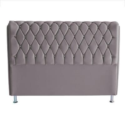 Cabeceira De Cama Box Londres Casal Queen 160 Cm Suede Botão De Strass Prata Eli Móveis E Decoração