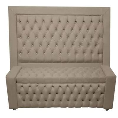 Kit Cabeceira De Cama Box E Calçadeira Baú Retro Capitonê Botão Encapados King 195 Cm Suede Capuccino Eli Móveis