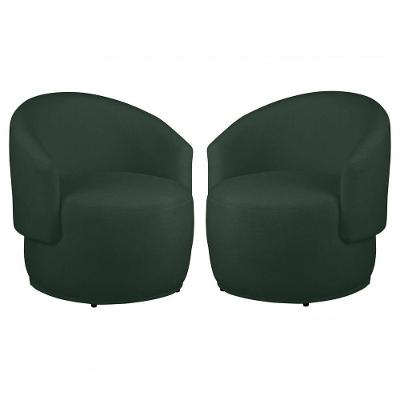 Kit 2 Poltronas Decorativa Redondo Estofada Heitor Sala Escritório E Recepção Suede Preto Eli Móveis