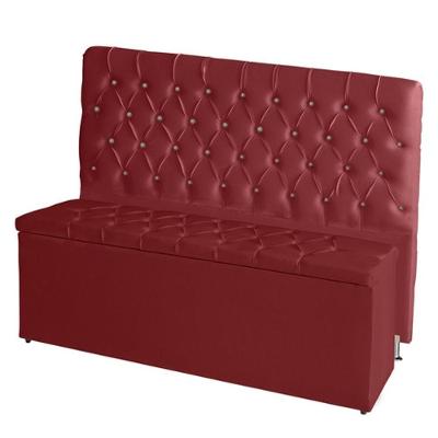 Kit De Quarto Cabeceira De Cama Box E Calçadeira Baú Bella King 195 Cm Suede Botão Strass Vermelho Eli Móveis E Decor