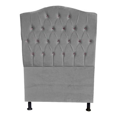 Cabeceira De Cama Box Princesa Solteiro 90 Cm Botão Strass Suede Prata Eli Móveis