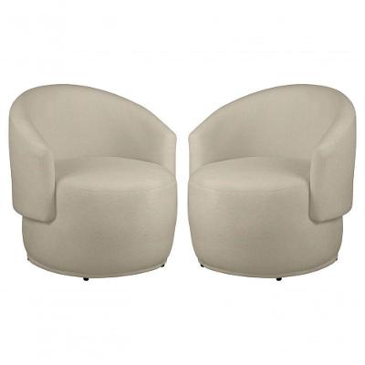 Kit 2 Poltronas Decorativa Redondo Estofada Heitor Sala Escritório E Recepção Suede Bege Eli Móveis