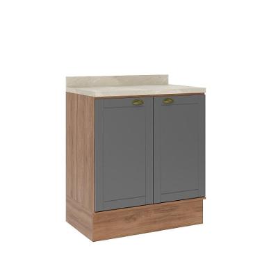 Balcão Milla 2 Portas Nogueira Cinza 80cm Carraro