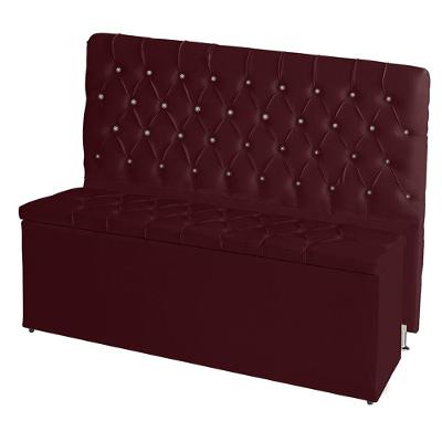 Kit De Quarto Cabeceira De Cama Box E Calçadeira Baú Bella Casal 140 Cm Suede Botão Strass Bordo Eli Móveis E Decoração