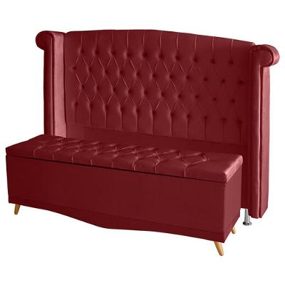 Kit De Quarto Cabeceira De Cama Box E Calçadeira Baú Toquio Casal Queen 160 Cm Suede Vermelho Eli Móveis E Decoração