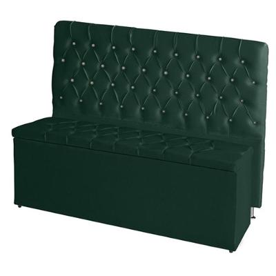 Kit De Quarto Cabeceira De Cama Box E Calçadeira Baú Bella King 195 Cm Suede Botão Strass Verde Eli Móveis E Decoração