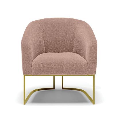 Poltrona Decorativa Industrial Dourado Stella Bouclê D03 Rose