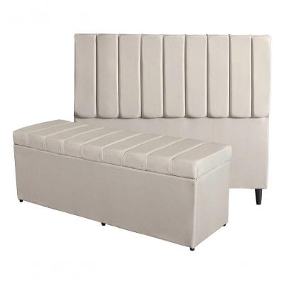 Kit De Quarto Roma Cabeceira De Cama Box E Calçadeira Baú King 195 Cm Suede Porcelana Eli Móveis E Decoração