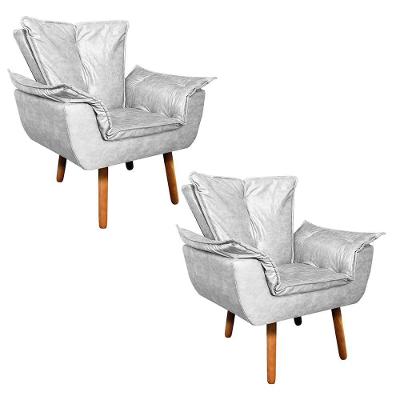 Kit 02 Poltronas Opala Corano Pés Palito Castanho D\'rossi Branco
