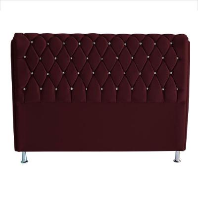 Cabeceira De Cama Box Londres Casal Queen 160 Cm Suede Botão De Strass Bordo Eli Móveis E Decoração