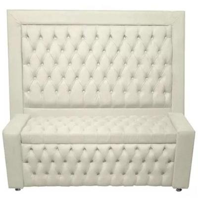 Kit Cabeceira De Cama Box E Calçadeira Baú Retro Capitonê Botão Encapados King 195 Cm Suede Porcelana Eli Móveis