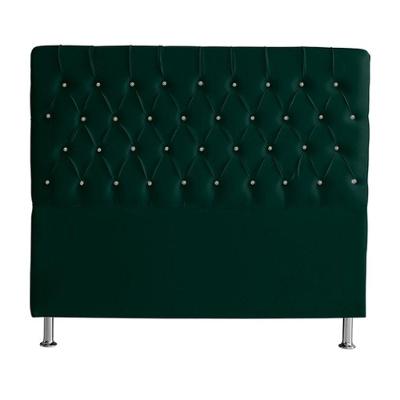 Cabeceira De Cama Box Bella Queen 160 Cm Suede Botão Cristal Verde Eli Móveis E Decoração