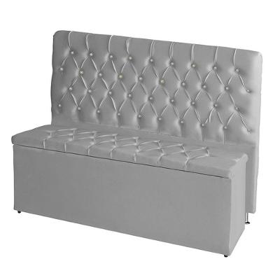 Kit De Quarto Cabeceira De Cama Box E Calçadeira Baú Bella King 195 Cm Suede Botão Strass Prata Eli Móveis E Decoração