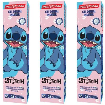3x Gel Dental Infantil Stitch Sabor Morango 50g -dentalclean