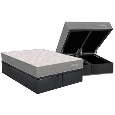Cama Box Baú King: Colchão Molas Ensacadas Orthoflex Orvieto New + Base Crc Suede Gray (193x203)