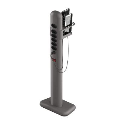 Totem Elétrico Bivolt Com 6 Tomadas E 2 Saídas Usb E Usb-c Octoo Easyplug-usb-c Titanium