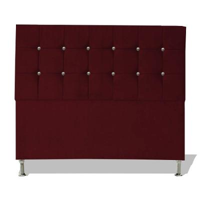 Cabeceira De Cama Box Cristal King 195 Cm Botão Strass Suede Vinho Eli Móveis