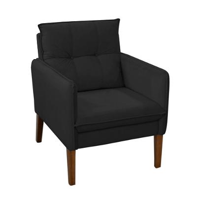 Poltrona Decorativa Liz Sala Escritório E Recepção Suede Preto Eli Móveis E Decoração