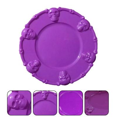 Bandeja De Halloween Com Caveiras Roxa - 36cm