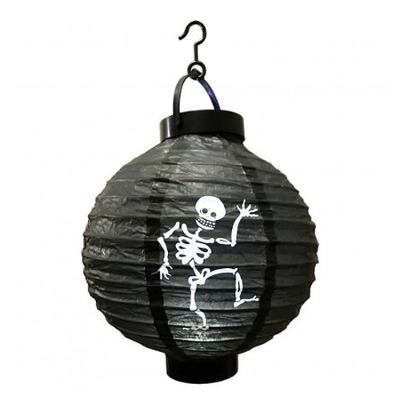 Luminária De Papel Esqueletos Preta Halloween Com Led