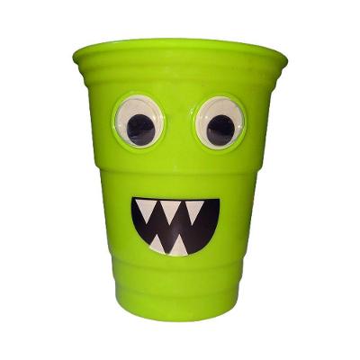 Copo De Halloween Monstrinhos Com Olhos - Verde Limão