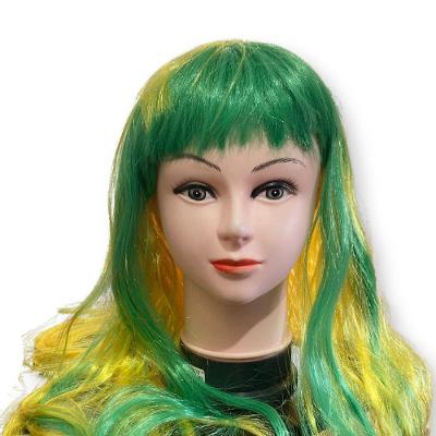 Peruca Longa Encaracolada Verde E Amarelo