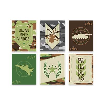 Quadros Decorativos Exército - 16,2cm X 20,7cm - 6 Unidades