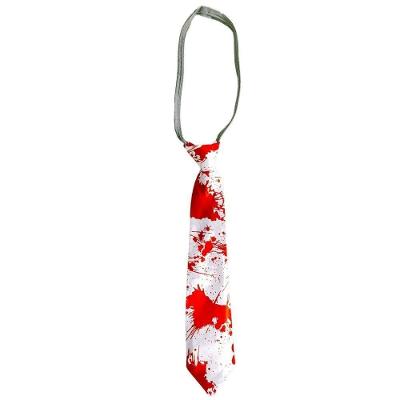 Gravata De Halloween Branca Com Sangue