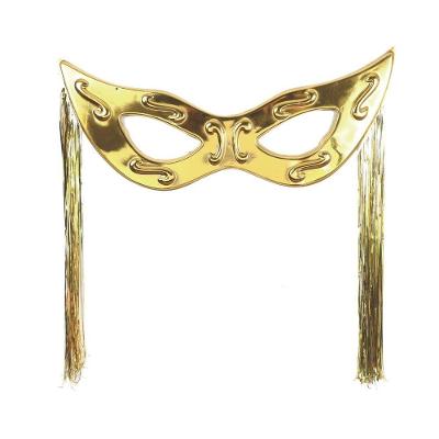 Máscara Decorativa Grande Com Chicote Festa Carnaval Cor Dourado