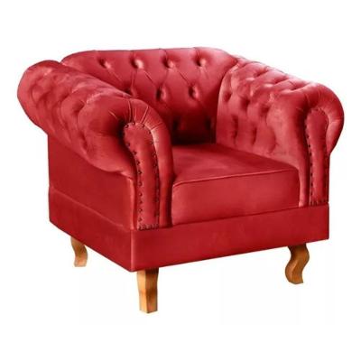 Poltrona Chesterfield Dom Pedro Vintage Retrô Capitonê Suede Vermelho