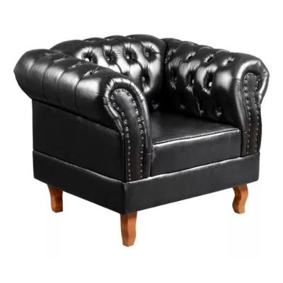 Poltrona Chesterfield Dom Pedro Vintage Retrô Capitonê Couro Preto