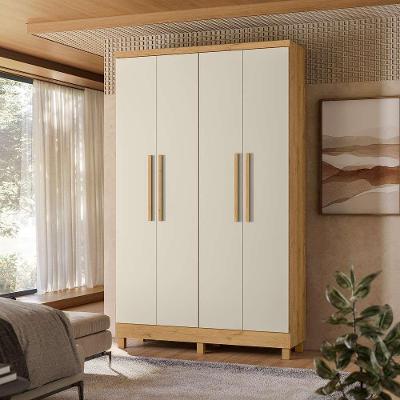 Guarda Roupa 4 Portas 2 Gavetas Luna Freijo Toque Off White Brilho