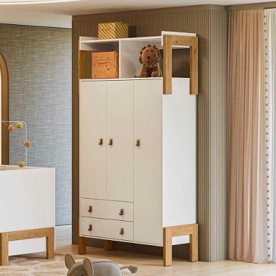 Guarda Roupa 3 Portas 2 Gavetas Com Nicho Fantasia Branco Acetinado