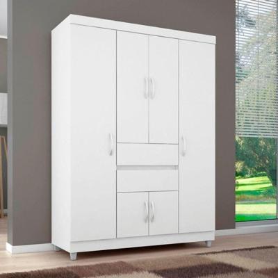 Guarda Roupa 6 Portas 2 Gavetas Ecom Ii Rosa Branco Demóbile
