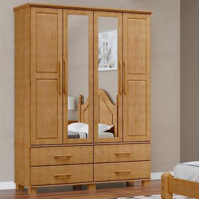 Guarda Roupa 4p 4g Espelho Madeira Maciça 168 Cm 2252 Freijo Milani Store