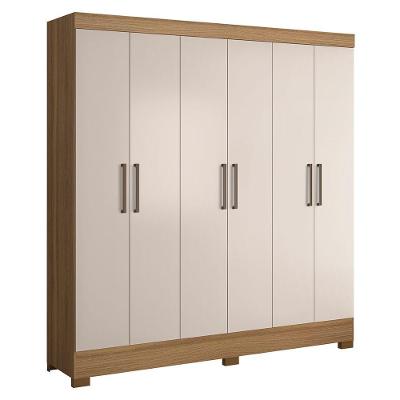 Guarda Roupa Casal 201cm 6 Portas Pratik D02 Amêndola/off - Mpozenato