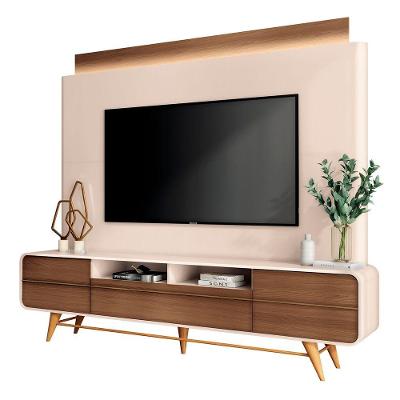Estante Painel De Tv 85 220cm évora H01 Castanho-off White - Mpozenato