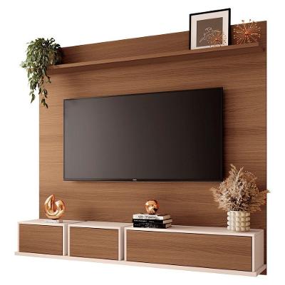 Painel Tv 70 180cm Bancada Suspensa Mone H01 Off-castanho - Mpozenato