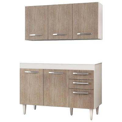 Armário Aéreo Honduras E Balcão Gabinete Para Pia 120cm Suécia Branco/castanho - Lumil Móveis
