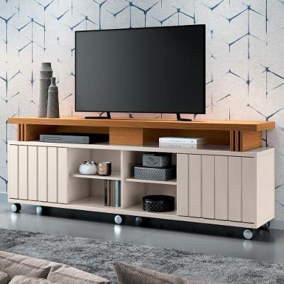 Rack Bancada De Tv 70 Pol 180cm Briz Off White/cinamomo - Hb Móveis