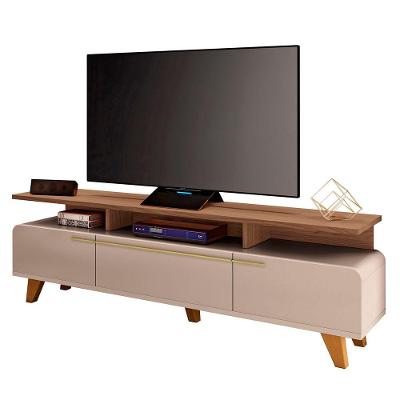 Rack Bancada De Tv 70 Pol 200cm Amago H01 Castanho/off - Mpozenato
