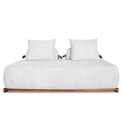 Sofá 3 Lugares 220cm Ilha Base Madeira Viero S06 Boucle Branco - Mpozenato