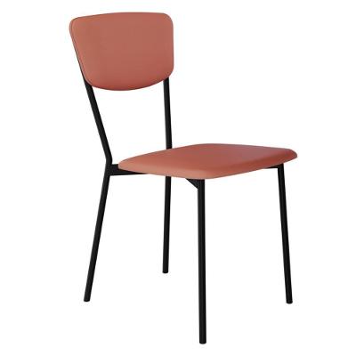 Cadeira Estofada Para Sala De Jantar Village Preto C01 Courino Terra Rosê - Lyam Decor